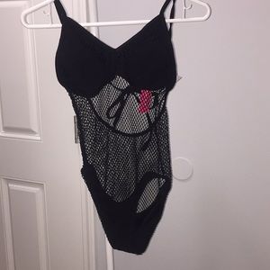 Mesh/lace black swimsuit